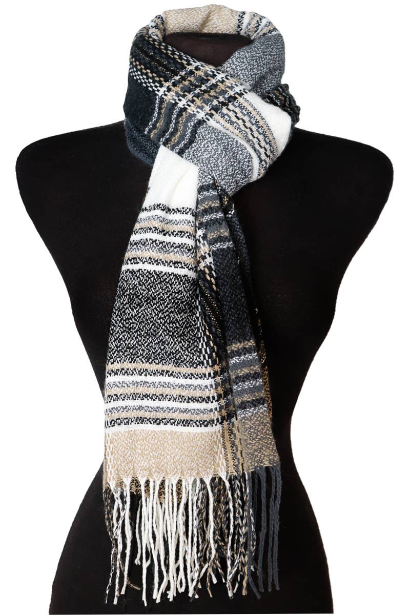 Cap Zone – wholesale Scarf – Women's – Madras Plaid Variegated Blanket Wrap Shawl Oblong Scarf2