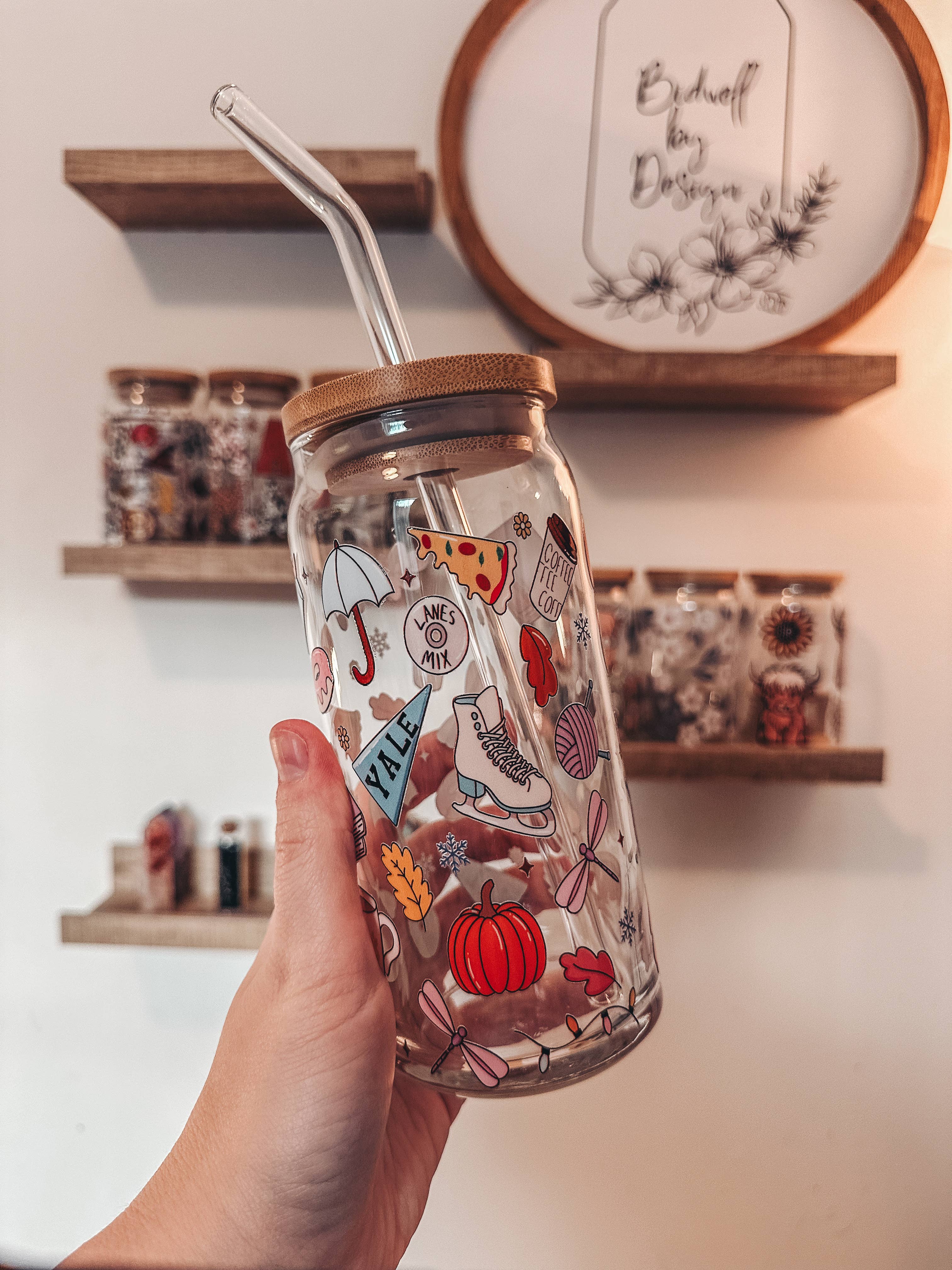 BidwellbyDesign – wholesale Drinking glass/cup – Gilmore Girls Glass Can Cup3