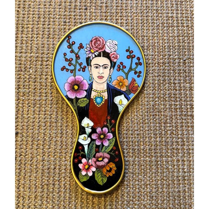 Frida avec cœur - Miroir à main, Pérou (GFH1) pour la vente par Tesoros Trading Company