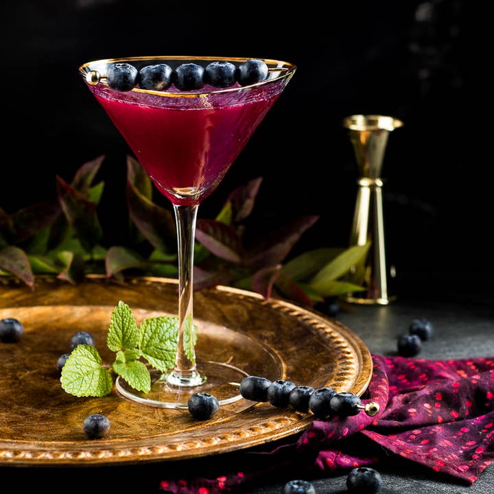 Sister.ly Drinkware - Vente Verres à cocktail/alcool - Verres à Martini martelés faits à la main avec bord doré3