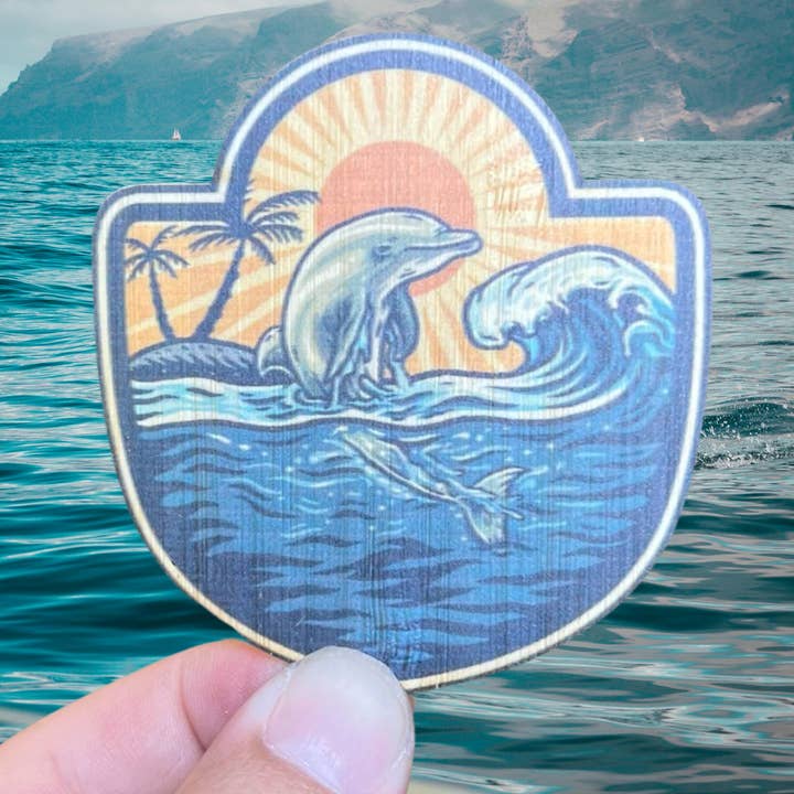 Dolphin Sunset for wholesale by Bamboo Wood Stickers