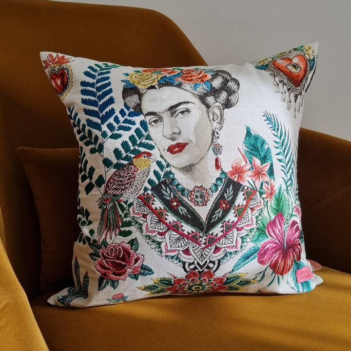 Frida jacquard cushion cover for wholesale by karine lascaux