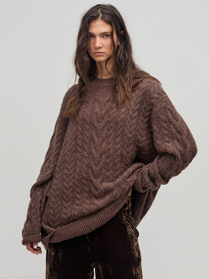 Mayfair Oversized Sweater - Chocolate for wholesale by Lanhtropy