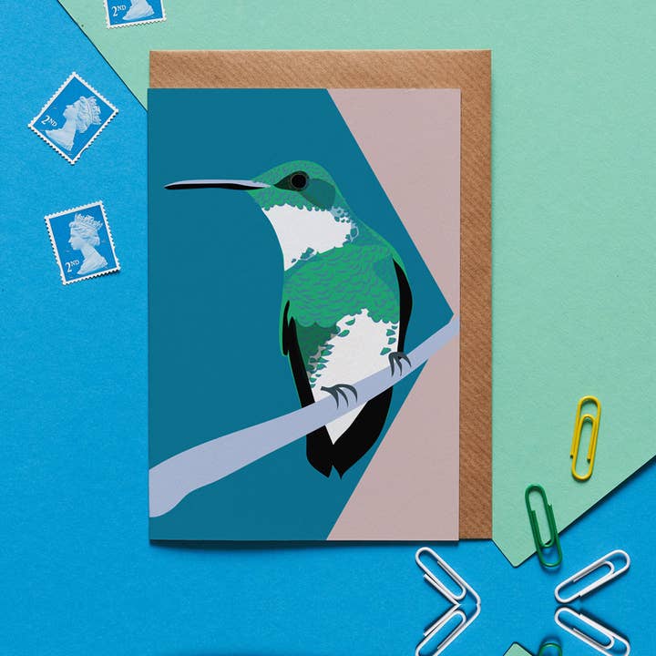 Hannah the Hummingbird Wenskaart voor wholesale door Lorna Syson