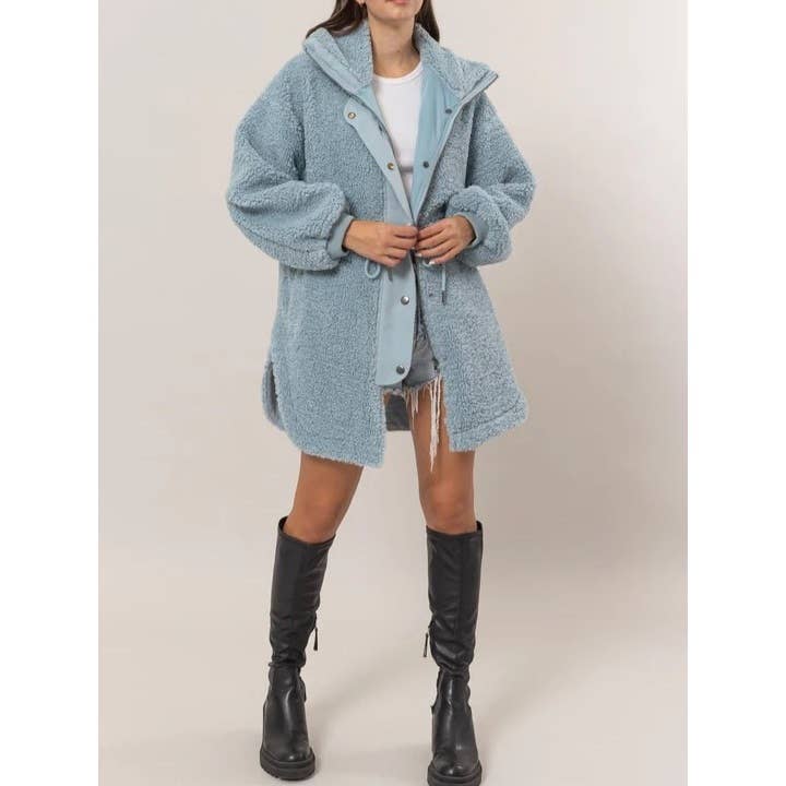 Apolline - Vente Manteau – femme - Manteau Sherpa à taille zippée7