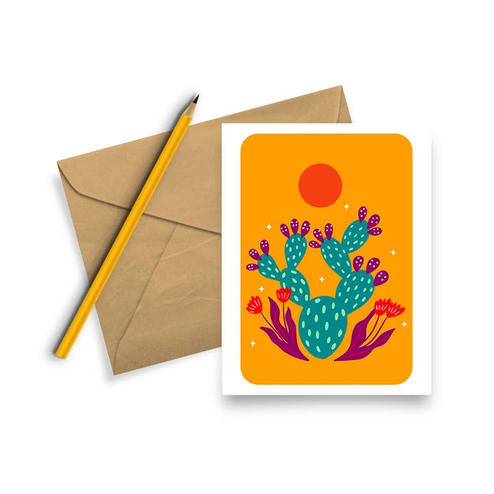 Pera espinhosa - Planta do Deserto - Cartão por atacado de Squidly Designs