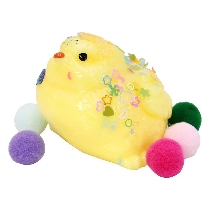 WIE GEZEIGT Küken-Glitzer-Klebrige-Mochi-Quetsch-Tasche für den Großhandel auf Faire6