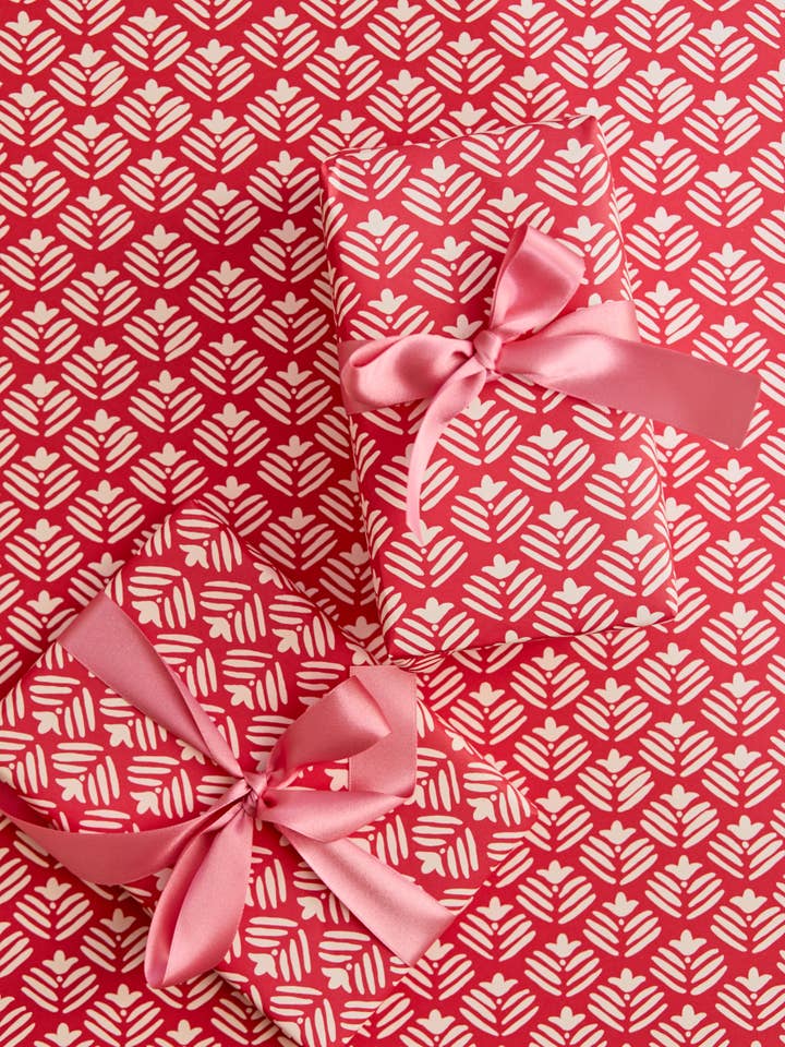 Geo Flower Gift Wrap Pink for wholesale by Heather Evelyn
