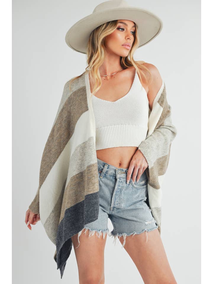 Multi 3212EK Zuri Poncho Cardigan for wholesale on Faire
