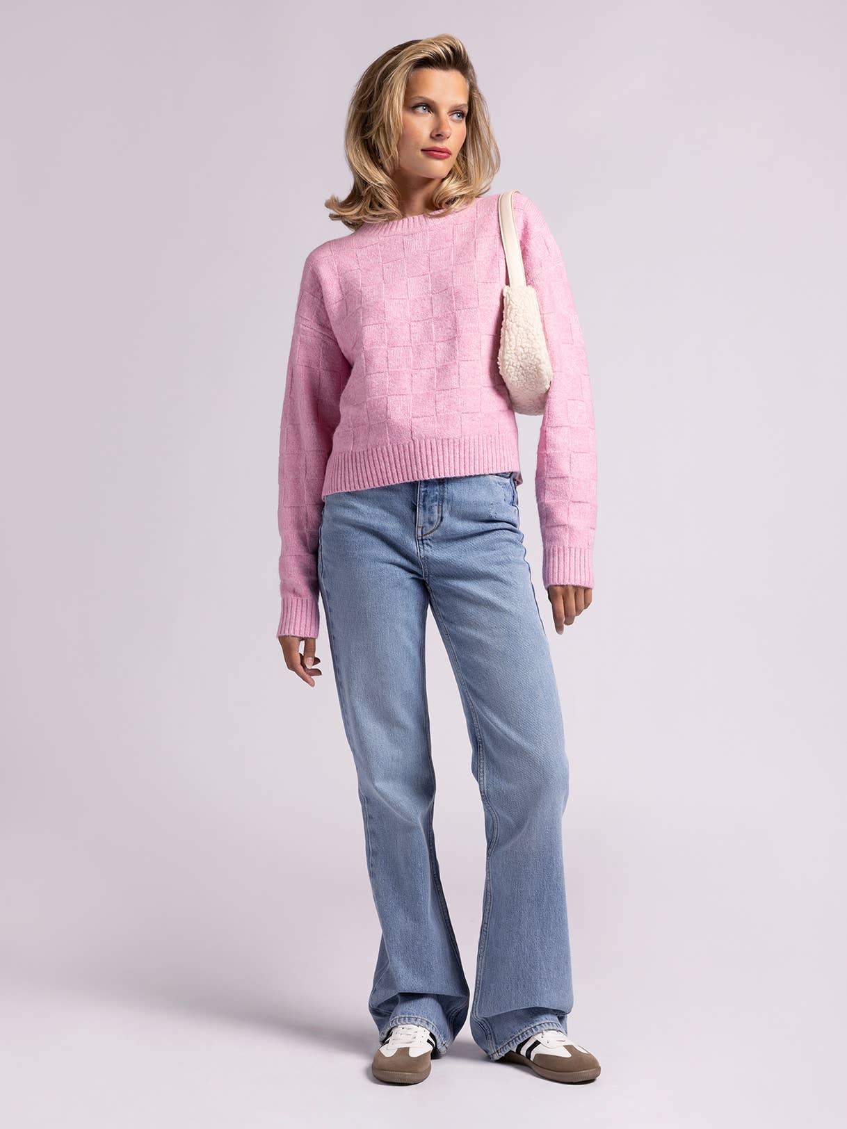 Weekend Los Angeles - Wholesale Knit Sweater - Women's - Crewneck Checkered Sweater - HAILEY SWEATER9