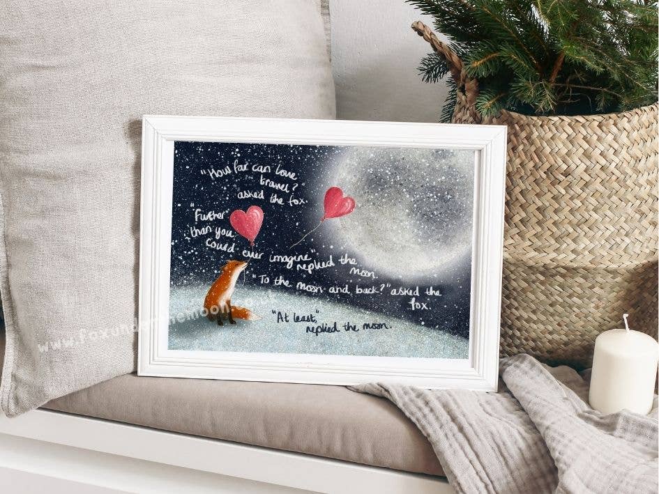Fox Under The Moon - Wholesale Art Print - A4 Art Print ~ To The Moon & Back4