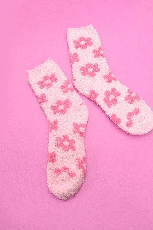 JOSSLYN by wall to wall - Wholesale Socks - Women's - WARM CORAL FLEECE PLUSH DAISY FUZZY SOCKS | 40S020473