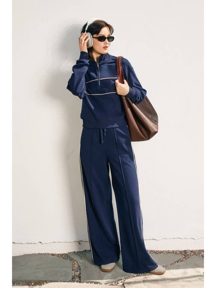 Dress Forum - Wholesale Pants - Women's - Track Stripe Wide Leg Sweatpants (1)4