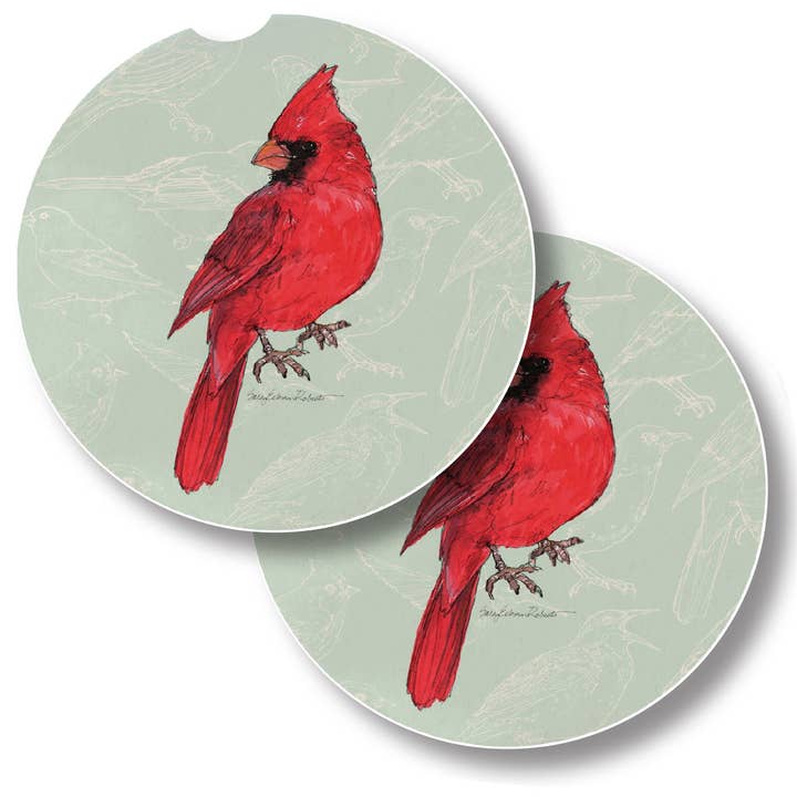 "Cardinal" 2pk Absorbent Stone Car Coasters for wholesale by Conimar Promotions
