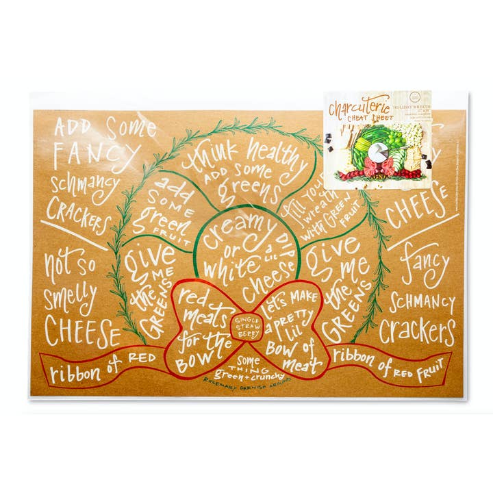 Color Box Design & Letterpress - Wholesale Cheese Board - Charcuterie Cheat Sheet | Wreath