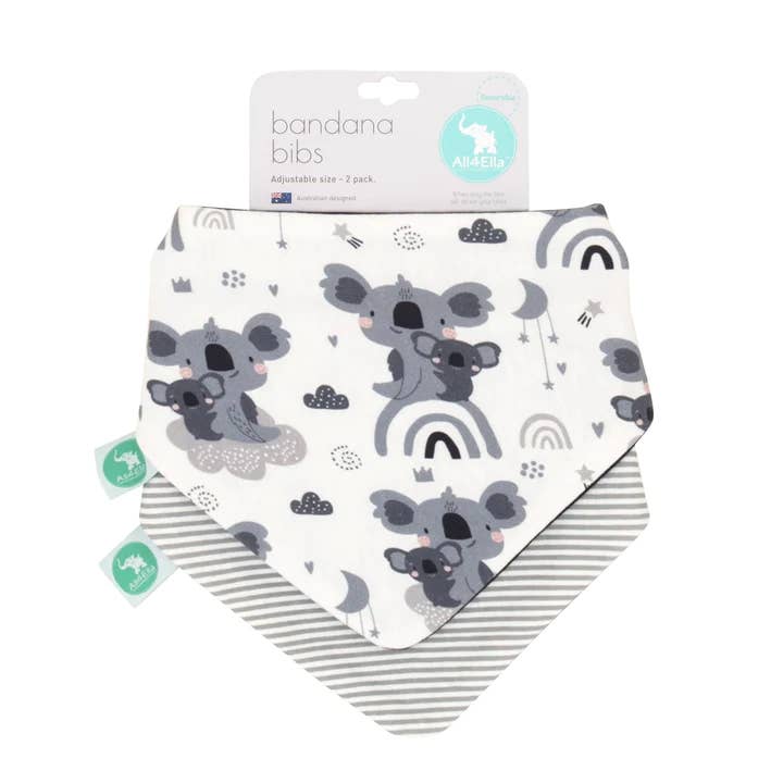 Bandana Bibs 2pk - Koala Grey for wholesale on Faire