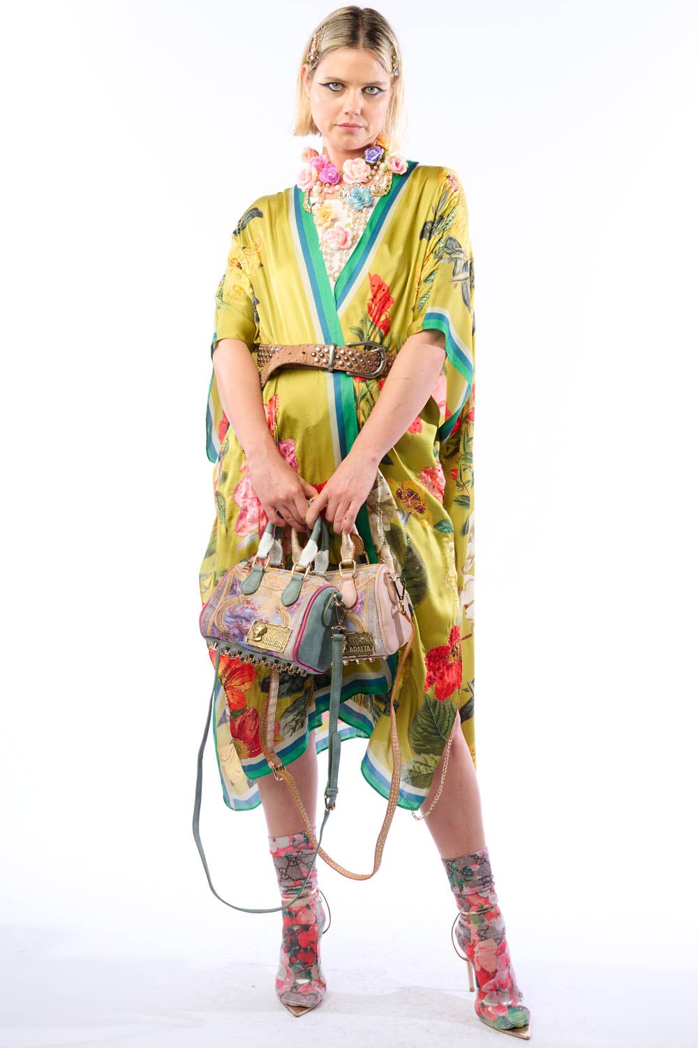 Olive Floral French Riviera Hand-Beaded Kimono / Topper for wholesale on Faire3