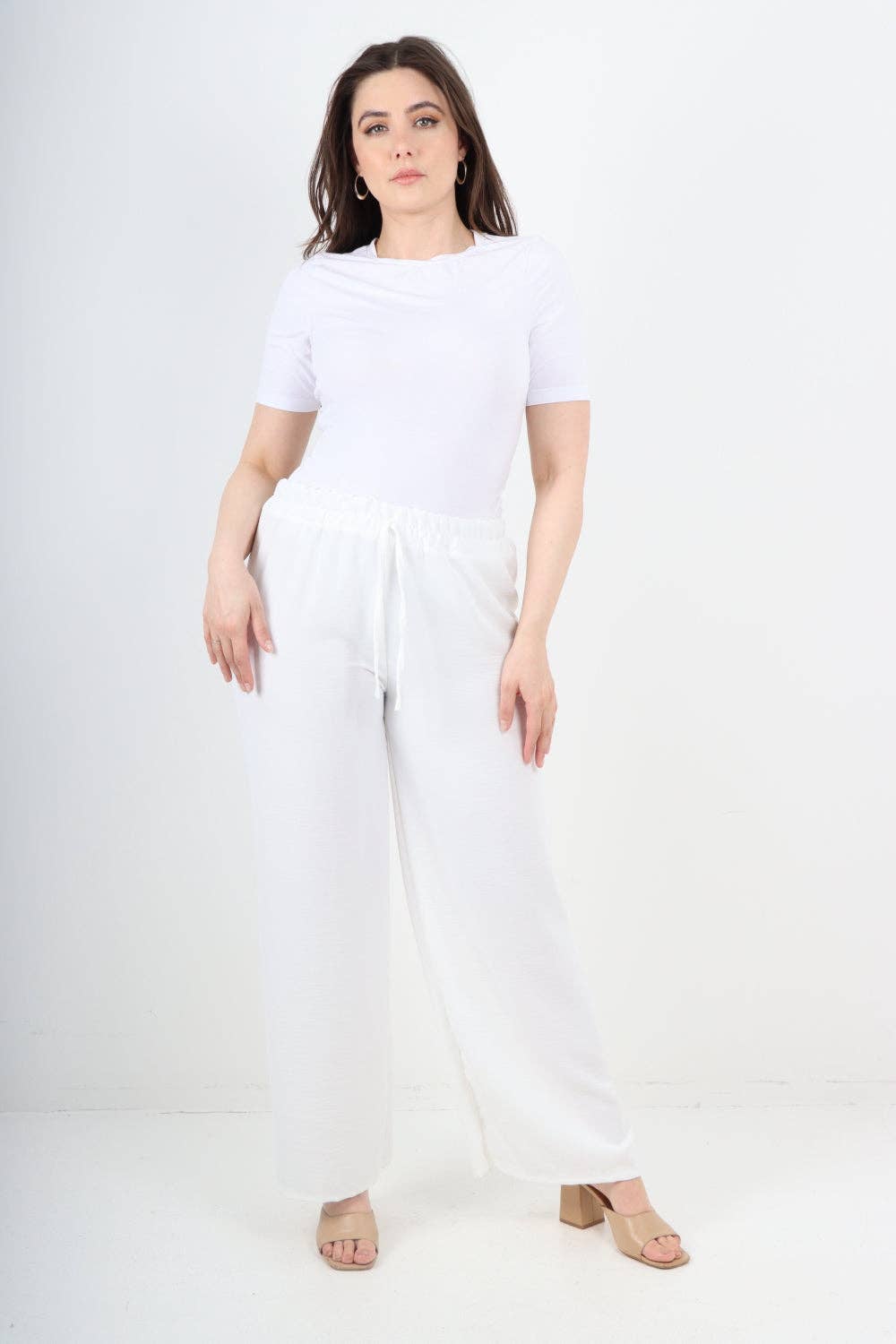 Miss Bold – wholesale Pants – Women's – Italian Elastic Waistband Drawstring Wide Leg Trousers45