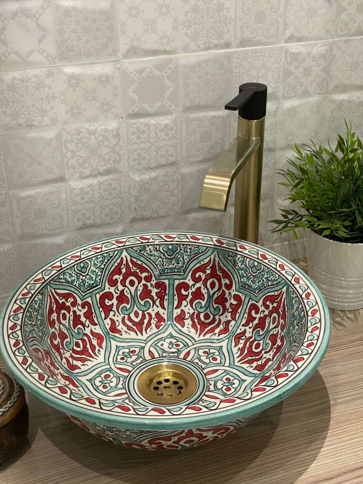 Lavandino in ceramica da bagno unico per la vendita all'ingrosso da parte di Moroccan Sink