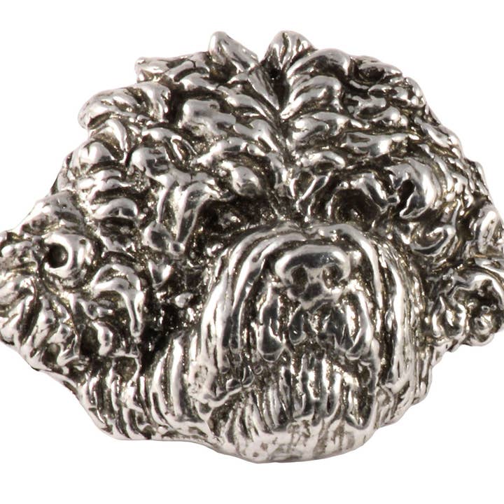Portugese waterhond tinnen reversspeld of magneet D146 voor wholesale door Creative Pewter Designs