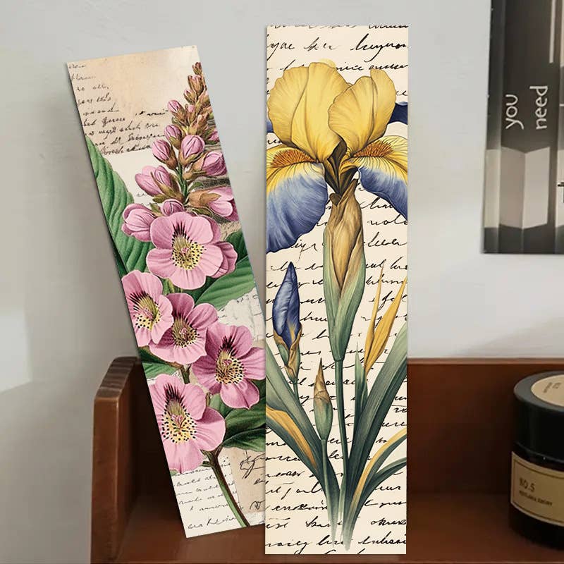Magnifique Hearts – wholesale Bookmark – Vintage Floral Bookmarks – 5.9" Botanical Illustrations0