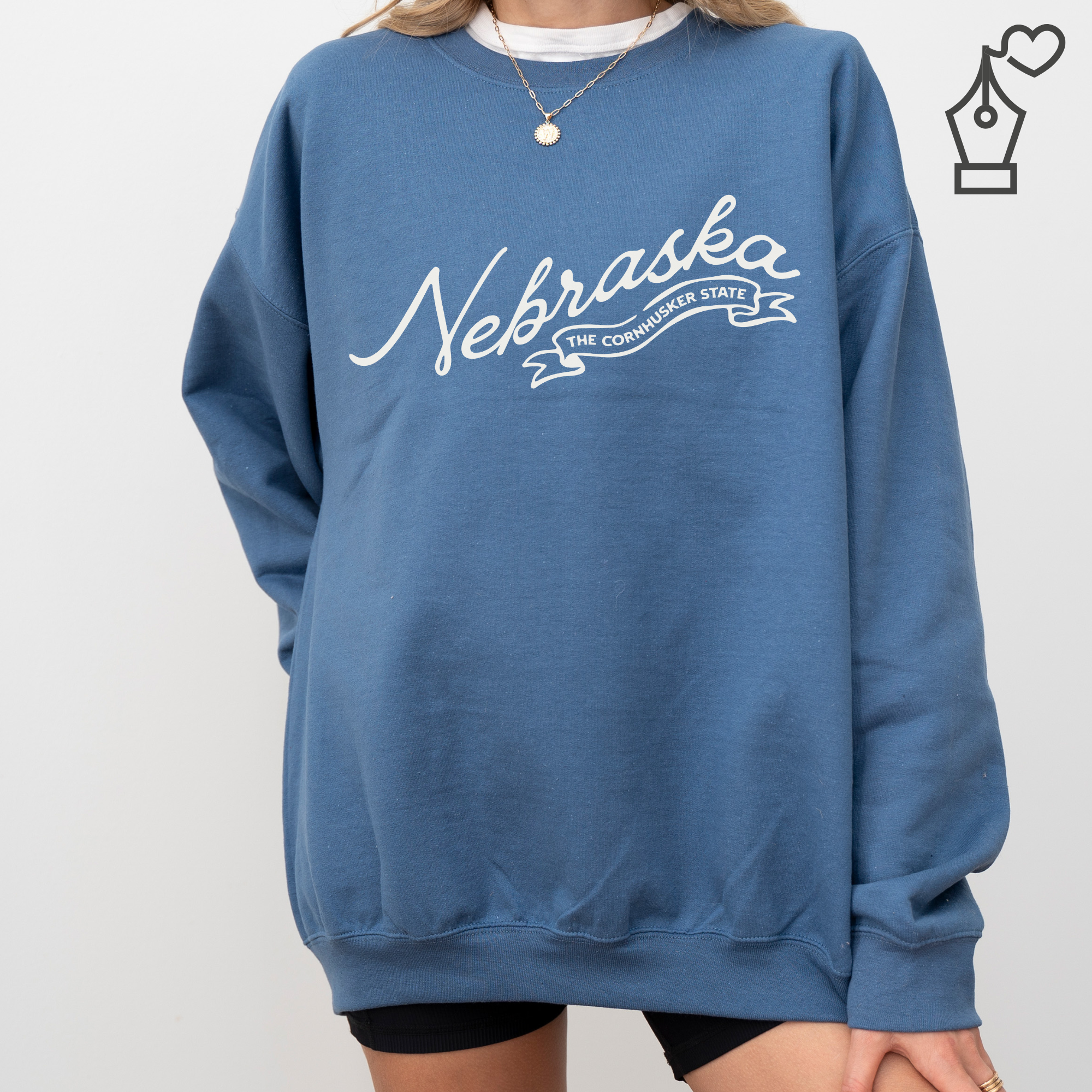 KylieBeth Designs - Vente Sweat-shirt à imprimés – femme - Sweat-shirt à col rond Nebraska, fierté de l'État du Nebraska3