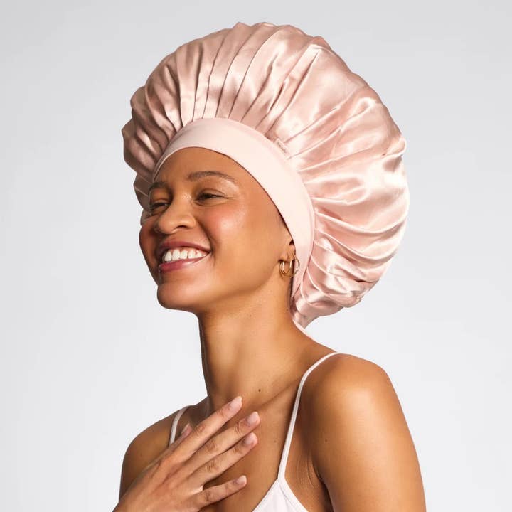 KITSCH - Wholesale Sleep Cap / Bonnet - Women's - Adjustable Oversized Satin Bonnet- Blush
