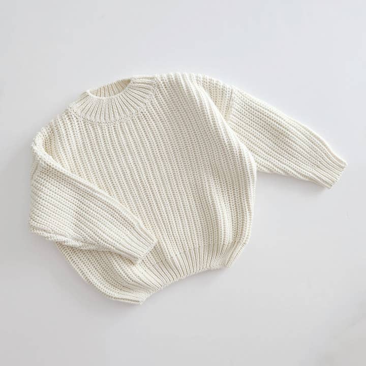 Pull en tricot de coton épais pour enfants (3 à 6 ans) - Crème pour la vente par At Noon