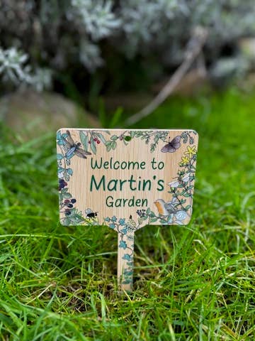 Martin Personalised Bamboo Welcome To My Garden Sign for wholesale by Gifted Wholesale Ltd
