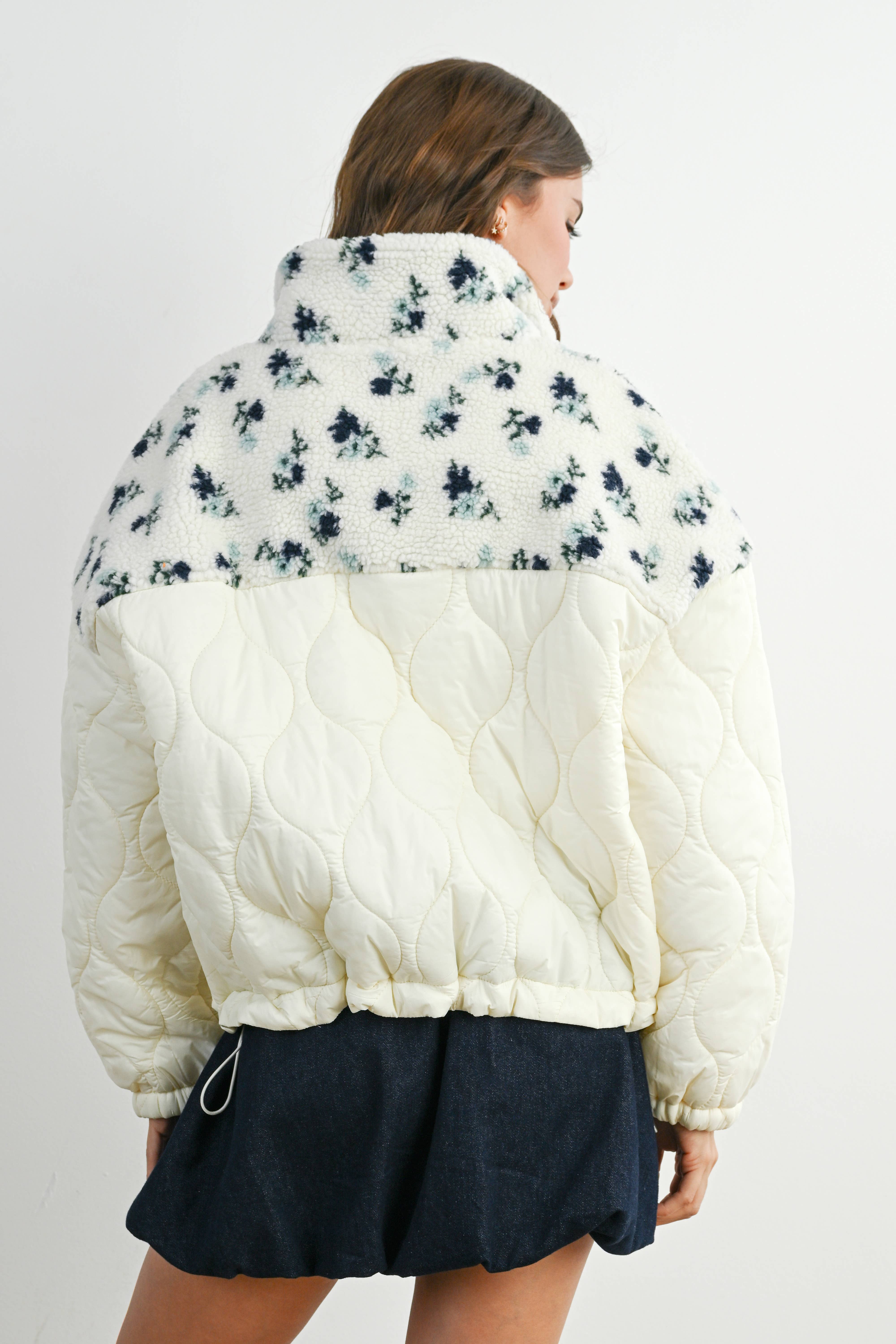 BUTTERMELON - Vente Veste – femme - Veste matelassée à manches longues à fleurs - BMJ785828