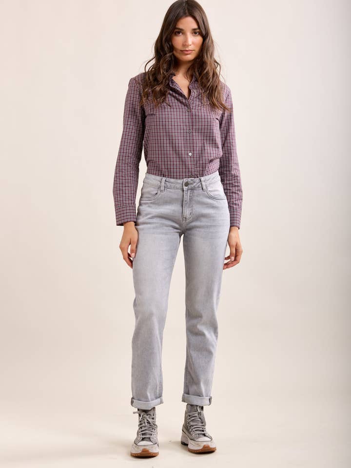 Toxik3 jean boy gris à petits revers for wholesale by Toxik3