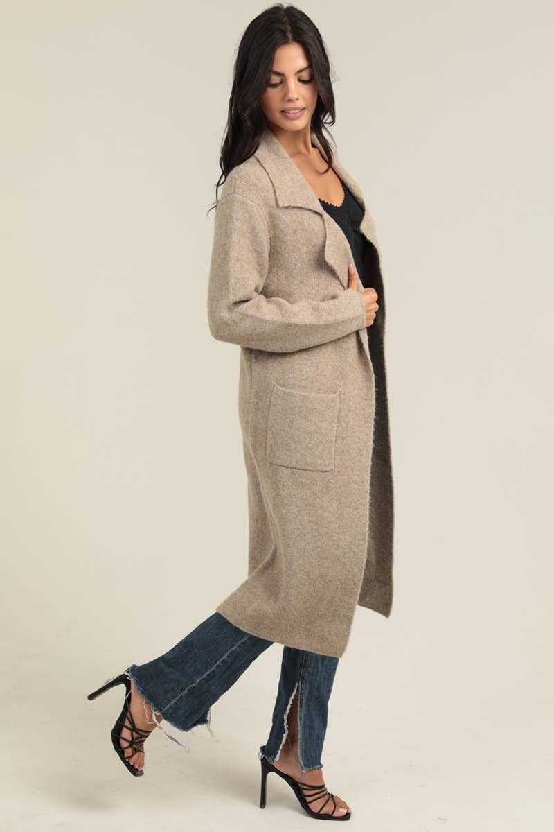 ANGIE - Wholesale Cardigan - Women's - XHT22-ASIS KNIT SWEATER TRENCH CARDIGAN 1