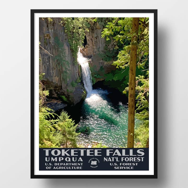 Just Go Travel Studios - Wholesale Poster - Umpqua National Forest Poster-WPA (Toketee Falls) - WS1