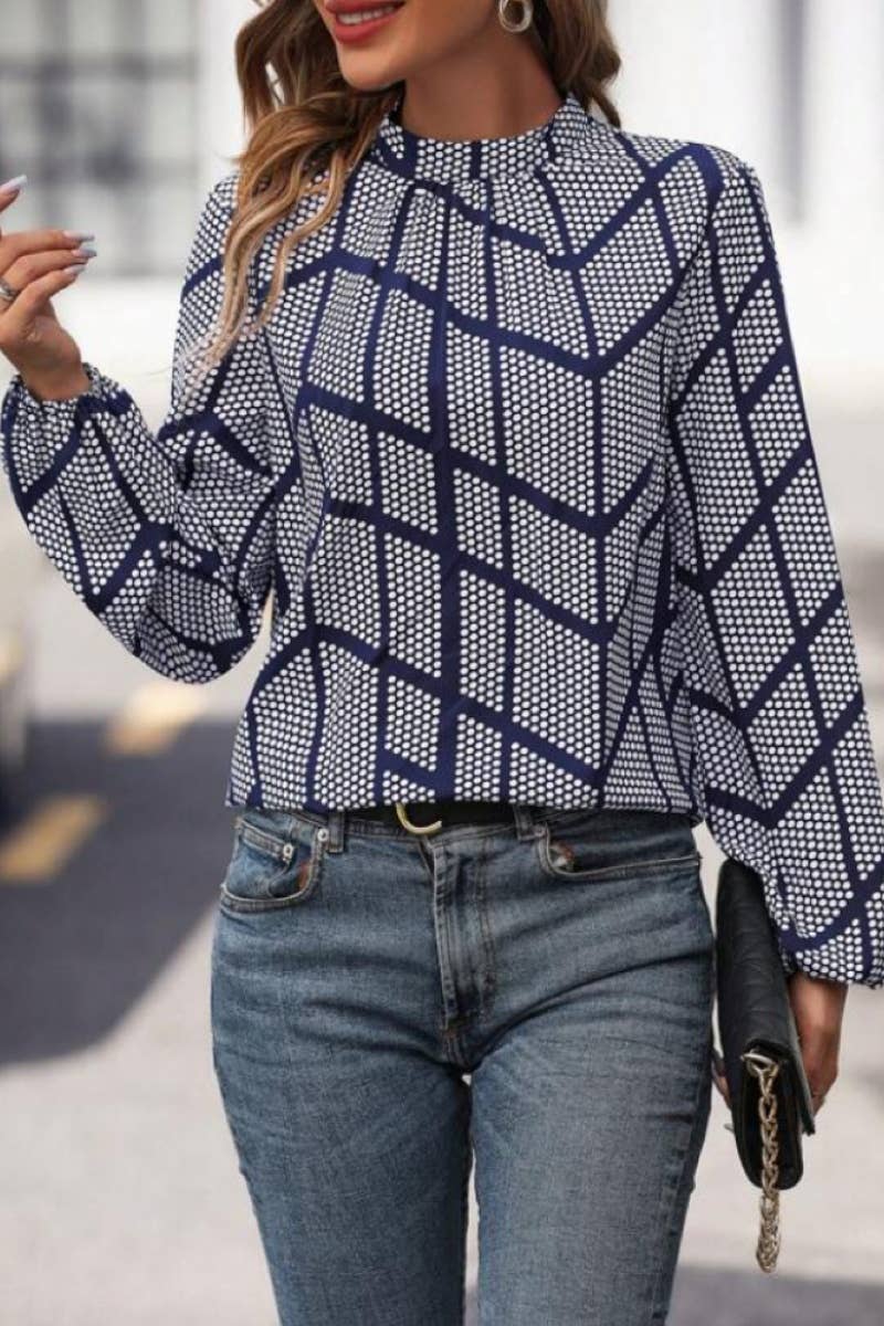 NINEXIS - Wholesale Blouse - Women's - CWTBLL1068_AUTUMN LONG SLEEVE PRINTED CREW NECK TOP2