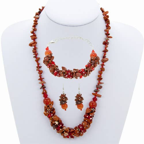 EHAWA - Wholesale Jewelry Set - Natural stone set Red Jasper/Agate