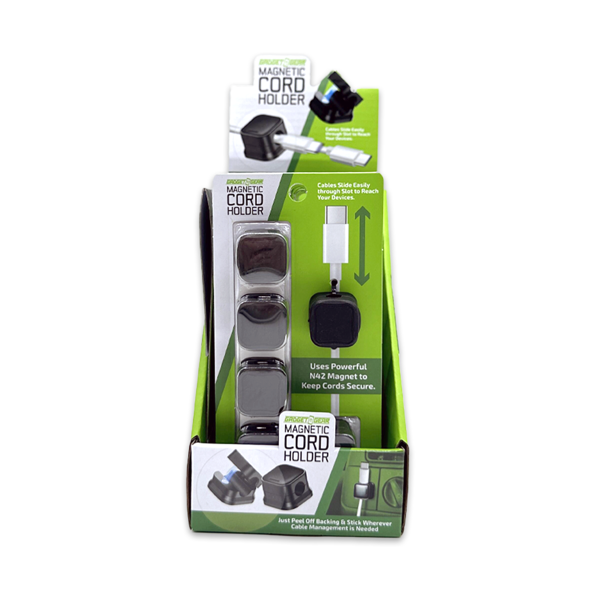 Novelty Brands - Wholesale Cord Holder - Gadget Gear Magnetic Cable & Cord Organizer- 6/Display2