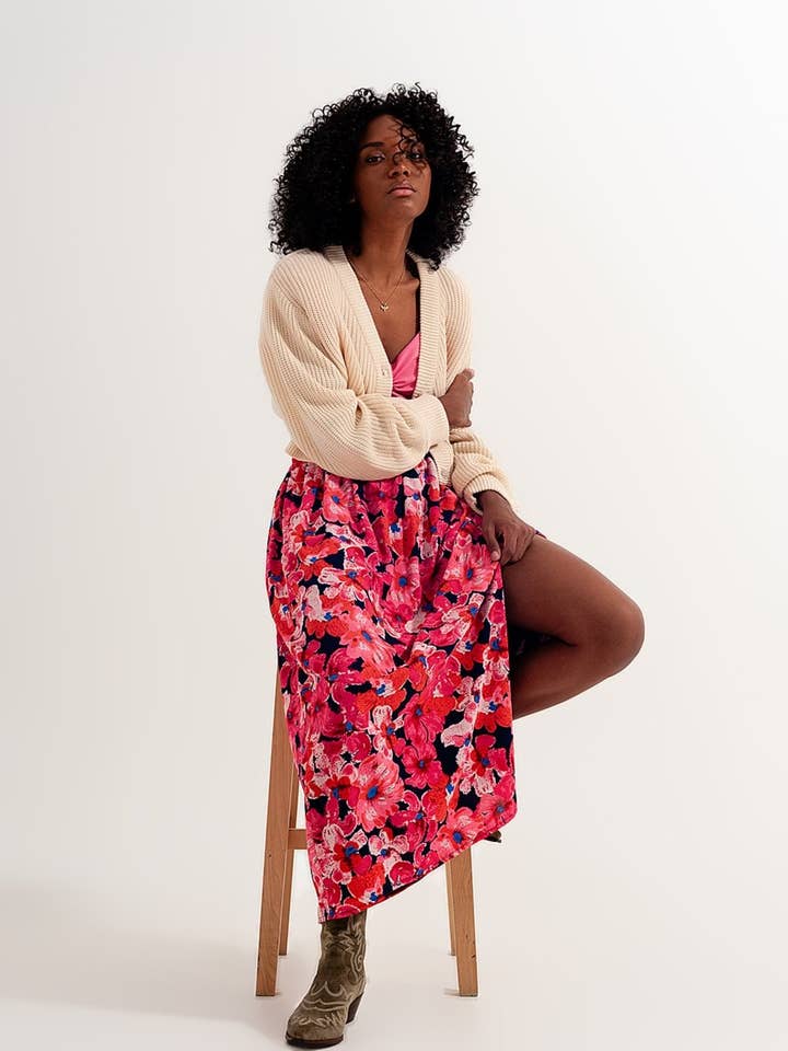 Fucsia Gonna con stampa floreale rosa acceso in vendita all'ingrosso su Faire0