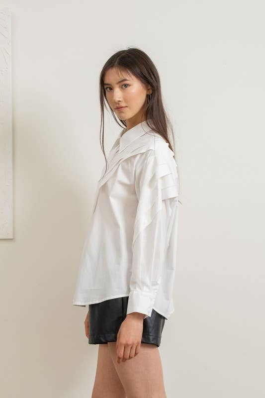 Heyson – wholesale Buttoned-down shirt – Women's – LT1065 Elegant Layered White Blouse6