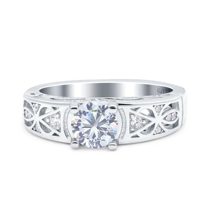 Art Deco Wedding Bridal Ring Band Round Simulated Cubic Zirconia for wholesale by Blue Apple Imports
