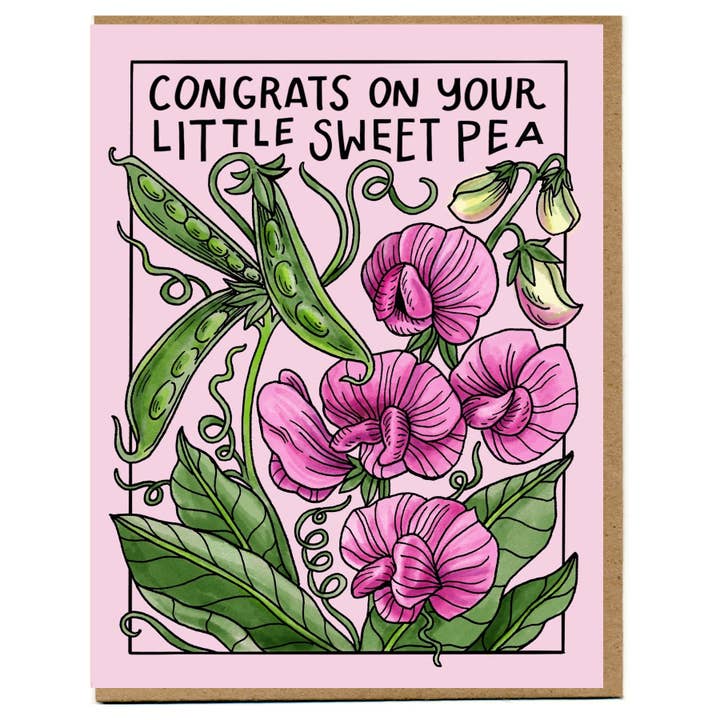 Congrats On Your Little Sweet Pea Card for wholesale by Mattea