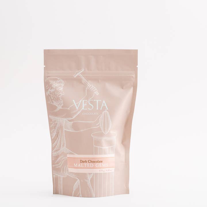 Chocolate covered Malted Gems for wholesale by Vesta Chocolate