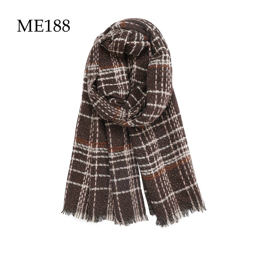 Adorro - Wholesale Scarf - Women's - Soft Chunky Knit Plaid Scarf (10 colors) 2