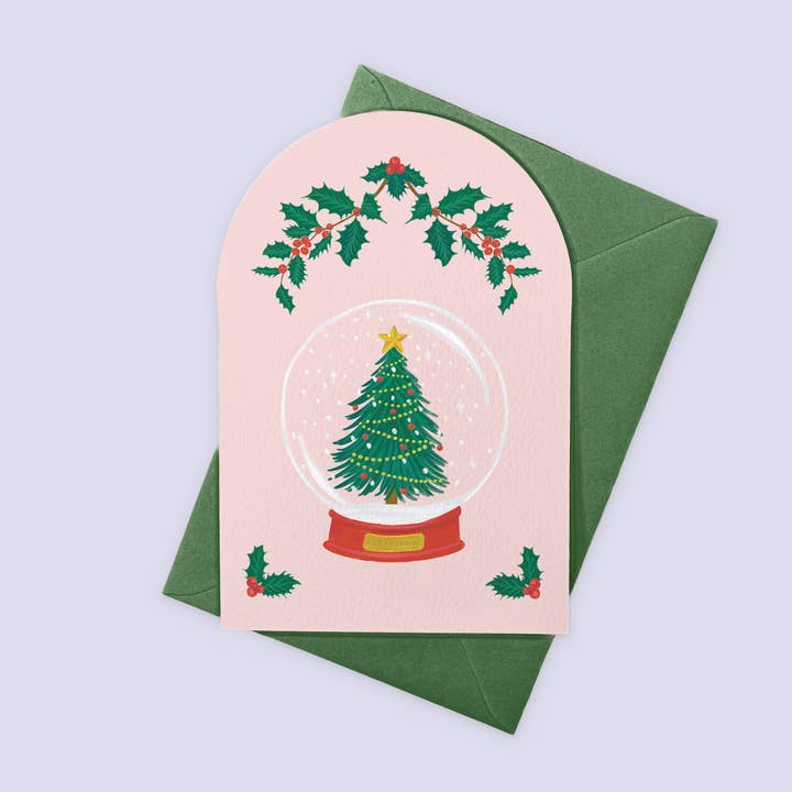Let it Snow Christmas Card | Snowglobe Holiday Card for wholesale by Vero Illustrates Art Prints and Greeting Cards