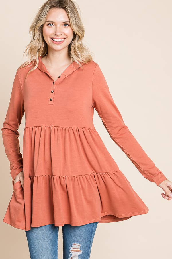 Culture Code - Wholesale Tunic - Women's - CFD1150LA - HOODIE SHIRRING LONG SLEEVE DRESS16