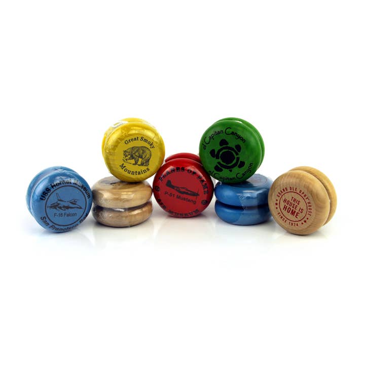 Aero-Motion, Inc. - Vente Jouet en bois – enfant - Yo-yos en bois classiques imprimés personnalisés1