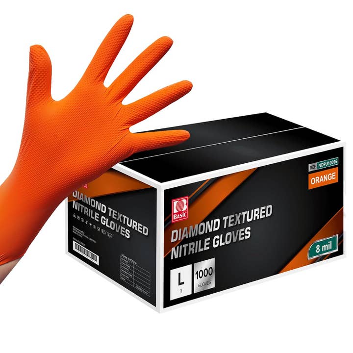 CLW Distributors INC - Venta al por mayor Guantes de limpieza - Guantes desechables de nitrilo de 8 mil con textura de diamante 100/caja