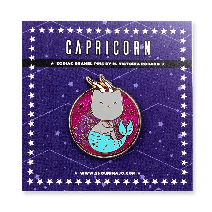 Emalje Pin Zodiac Stenbukken Kitty for engroshandel hos SHOURIMAJO