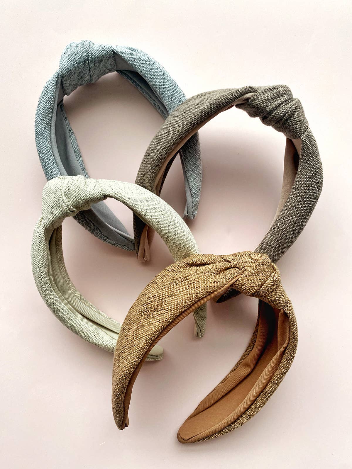 PopFizzCheers - Wholesale Fashion Headband - Women's - Neutral Linen Non-Slip Knotted Fabric Covered Headbands1
