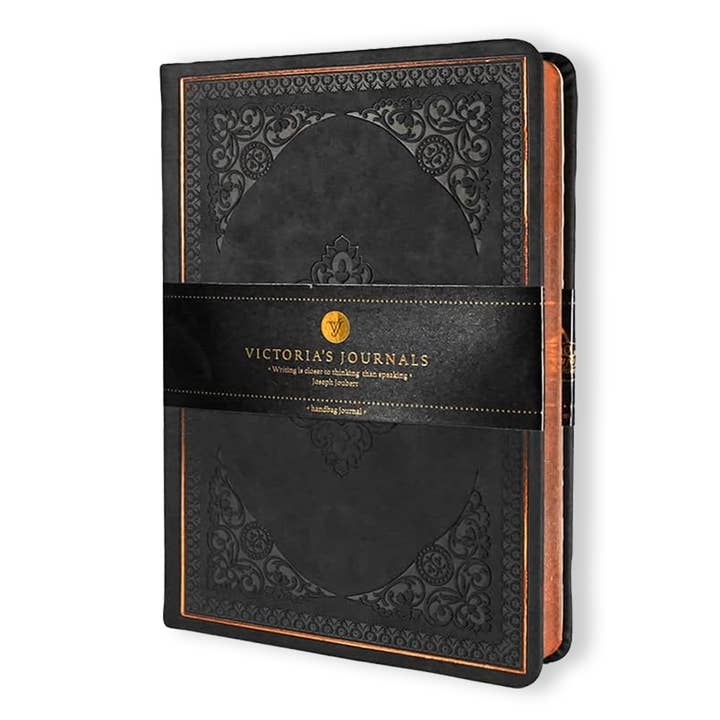 Agenda Vintage Classica in Similpelle Vegana (Nero) per la vendita all'ingrosso da parte di Victoria's Journals