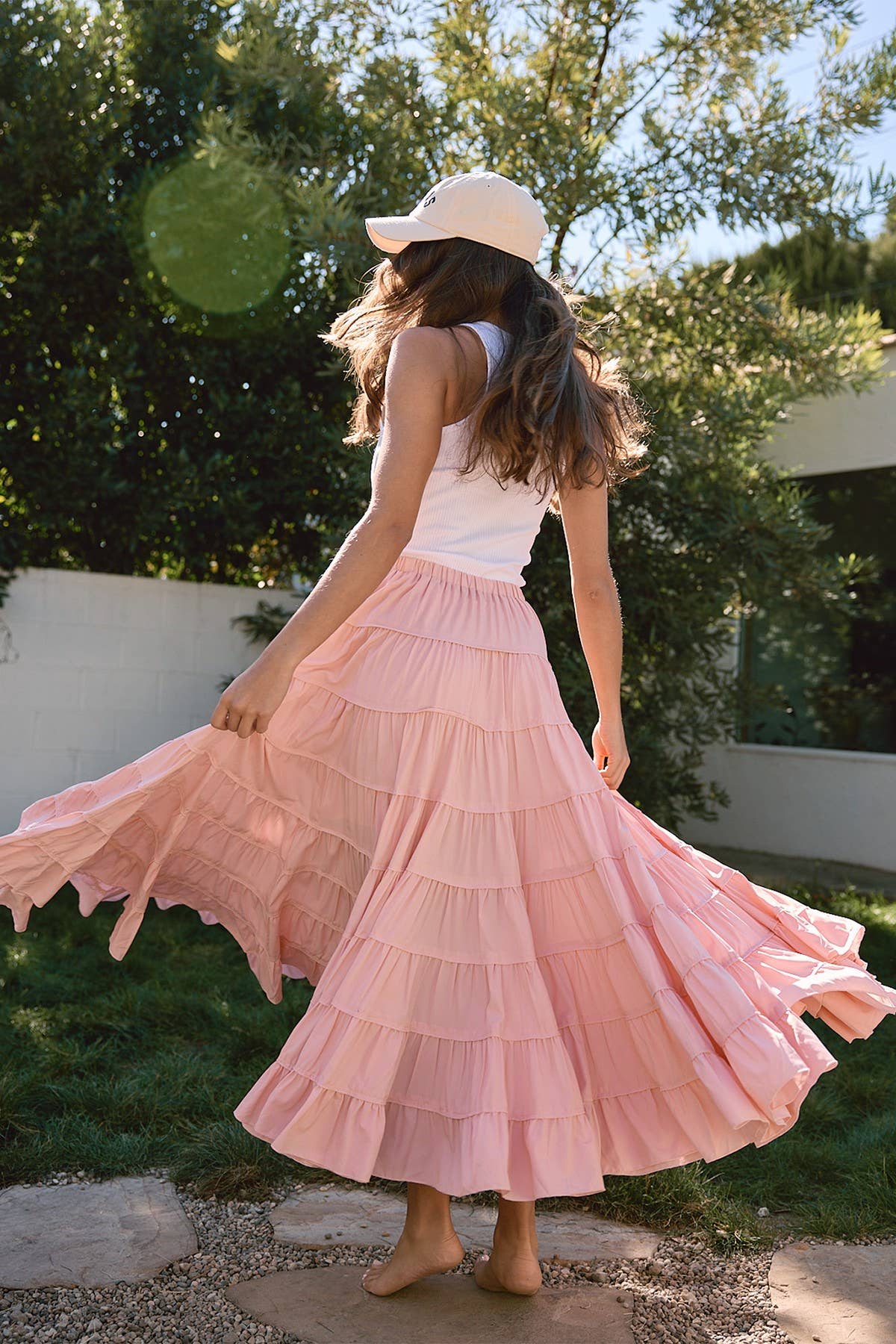 RAISONNEL - Wholesale Skirt - Women's - Elasticated Waist Tiered Maxi Skirt - RS10358